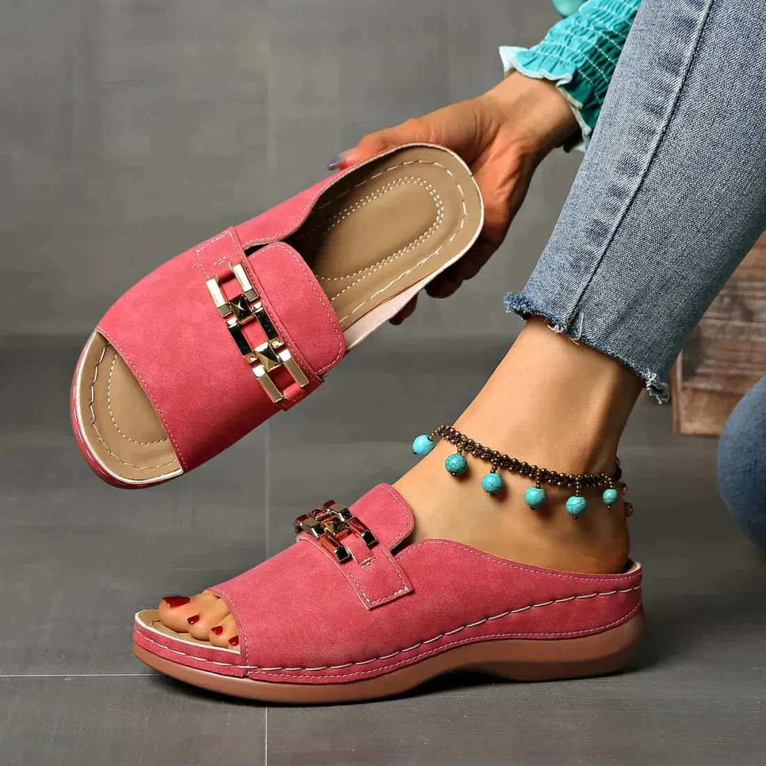 👡New 50% discount 💖✨Orthopedic sandals with gold buckle
